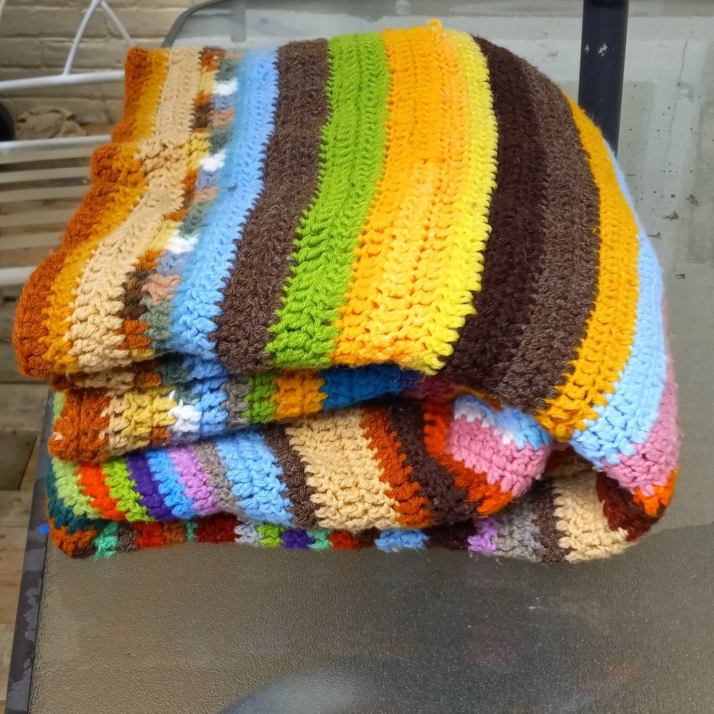 Colorful Striped Crochet Blanket - Picture 3 of 6